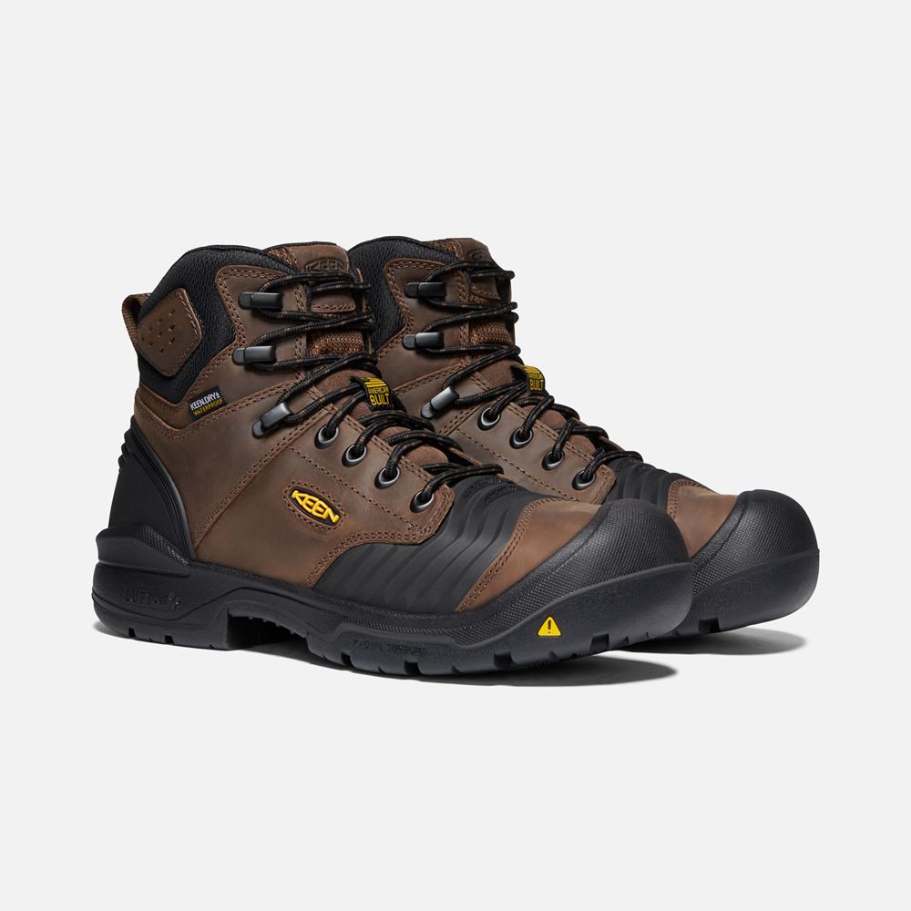 Botas de Trabajo Keen Mexico Marrom/Negros - Hombre Portland 6\" Waterproof (Carbon-Fiber Toe) - FN48